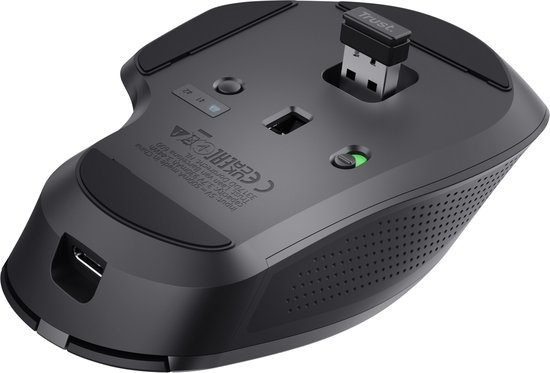 Trust Ozaa+ - Ergonomic Wireless mouse - Rechargeable - Multiconnect USB & Bluetooth - Black - Image 6